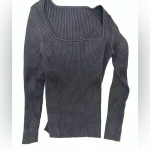 Women's Black Ribbed Sweater